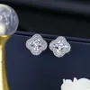 New Fashion Cubic Zirconia Leaf Earrings Women Brand Designer Jewelry Wedding Luxury CZ Mens Hip Hop Earrings