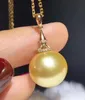 Livraison gratuite bijoux nobles naturels 12-13mm pendentif collier de perles SouthSea 18k