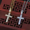 Ganzhip -Hop -Streifen CZ Stone Bling Ice Out Cross Anhänger Halskette für Männer Rapper Schmuck mit 24 -Zoll -kubanische Kette Gold Silber 6476538