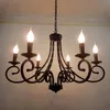 European American retro vela de ferro preto luz 6 8 luzes lâmpada grande lustre para viver sala de jantar foyer pendurado MYY cadeia leve