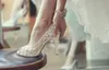 Bling Bling Цветы Свадебные Обувь Сексуальное Свадебное Платье Высокие каблуки Обувь Peep Toe Белый Кружев Кристалл Ручной Руководства Женщины Prom Party Насосы F02