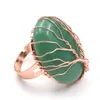 10 pz Water Wrap Tree of Life Amethyst Crystal Resizable Anello dito Green Aventurine Monili di moda