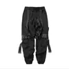 2019 Harajuku Cotton Cargo Pants Men High Street Ribbons Hip Hop Streetwear Sweatpants Joggers Male Harem Pants Black5810670