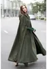 Womens Cape Hooded Cloak Solid Color Cardigan Long Coats Cutton Blend Outerwear Ladies Cloting Loose Cloaks