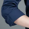 Giacca da Cuoco Unisex Blu Uniforme Maniche Lunghe Cappotto Uniforme da Ristorante Grembiule Bianco Pliester Cucina Estiva Camicie da Cuoco da Uomo da Donna