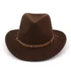 2019 Fashion Women Man Wool Feel Western Cowboy Hats Wide Rim Jazz Fedora Trilby Cap Paname Style Carnival Hat Floppy Cloche Cap9663615