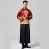 Oriental Element Male Tang Suit Chinese Wedding Robe Bridegroom Chinese Traditionell bröllopsdräkt The Groom Gown Jacket Robe229Z