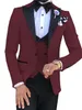 Najnowszy przycisk Groomsmen Peak Lapel Wedding Groom Tuxedos Mężczyźni Garnitury Ślub / Prom / Dinner Best Man Blazer (Kurtka + Kamizelka + Kamizelka + Spodnie) 985