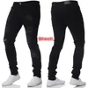 Mode streetwear effen kleur mannen jeans skinny fit gescheurde jeans mannen stretch vernietig punk broek elastische hiphop jeans gebroken