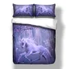 La fluorescencia de impresión en 3D del lecho de la manera caliente de la venta del unicornio Dream Girl Tapa de Consolador Set 2 / 3pcs doble de tamaño completo de la reina duvet cover set