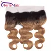 Brazylijska Virgin Body Wave Ombre Ombre Human Hair Weves z zamknięciem T1B27 Miód Blondynka 13x4 Pełne koronkowe czołowie z 3 wiązkami kolorowymi 55465315