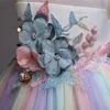 Детские праздничные платья для девочек, стерео цветы, вышитое платье принцессы, детское платье с бантиками на спине, красочное тюлевое платье, праздничное платье для девочек A179075044