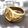 Roestvrij staal Mason Mason Ring Gold Hip Hop Cool Ring Men Golden Rings Punk Rock Jewelry Anillos Bar Club Mason9323431