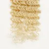 Moda 4 pcs não transformados cabelo humano onda profunda encaracolado máquina dupla trama virgem peruano brasileiro loiro feixes 613 tecer cabelo crespo
