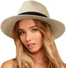 Wholes Summer Roll UP Straw Beach Sun Hats Women Beach Hats Wide Brim Panama Fedora Hat212T