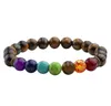 New 7 Chakra Pulseira Homens Preto Lava Cura Equilíbrio Contas Reiki Buda Oração Pulseira De Pedra Natural Yoga Para As Mulheres