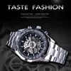 Forsining Watch Bracelet Set Combination Silver Stainless Steel Men's Skeleton Transparent Mechanical Male Wrist Watches Cl184l