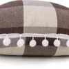 Federa per cuscino scozzese quadrata con palline 45x45 cm Federa per divano di casa Plaid rosso Federa per cuscino Federa per cuscino Regalo di Natale DBC VT0881