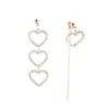 Gros-diamants boucles d'oreilles pendantes pour femmes mode lien chaîne perles lustre asymétrique boucle d'oreille S925 argent aiguille amour bijoux de luxe