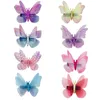 16 Pcs Bowknot Hair Clips Bow Tie Double Layer Dreamlike Simulation Tulle Butterfly Shaped Barrettes Hairpins For Girls Women