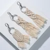 Mini Macrame Chaveiros Encantos de Saco Boêmio com Borlas Acessório Artesanal para Bolsa de Chave de Carro Carteira de Telefone Presente de Casamento Único