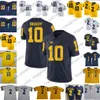 NCAA Michigan Wolverines # 10 Tom Brady Jersey Hot Sale # 2 Charles Woodson Shea Patterson 2019 Ny College Fotboll Navy Blå Vit Gul