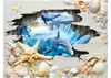 Aangepaste 3D Foto Muurschildering Behang PVC Zelfklevende Waterdichte Vloeren Muursticker Strand Shell 3D Badkamer Vloer Papel de Parede