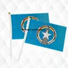 Samoa americane Tenute in mano Bandiere di stoffa con bastone Palla di sicurezza Bandiere nazionali a mano superiore 14 * 21 cm 10 pezzi molto