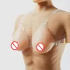 Wysoka symulacja silikonowa piersi z padłki piersiowej Fałszywa sztuczna pierś z paskiem stanika C szklanka 800 g na parę243r6744131