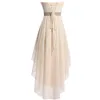 Robe de demoiselle d'honneur en mousseline de soie, avec perles, haut et bas, robe de bal, robe de soirée, nouvelle collection de bal, à lacets, Up276N, 2020