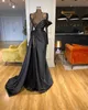 Robes de soirée élégantes col haut manches longues perles de dentelle robes de bal en satin 2021 sur mesure haut fendu occasion spéciale porter