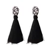 Wholesale-new trendy fashion luxury designer exaggerated vintage diamond pearl long tassel stud earrings for women girls