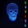 Teschio con faccia arrabbiata 3D Night Light Illusione ottica Lampade visive per regali di Natale Halloween, Elstey 7 colori Touch Table Desk Lamp