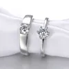 Cubic Zirconia solitario Anillo Abierto Ajustable Diamante Compromiso Boda Plata Pareja Mujeres Hombres Anillos Amor Joyería de moda Will y Sandy