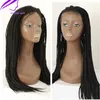 Lång flätade syntetiska spetsfront peruker 1b # färg baby hår 26 "African American Hair Syntetic Lace Front Box Flätor Paryk för svarta kvinnor