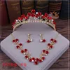 Rose Flower Red Wedding Nupcial Tiara Rhinestone Head Pieces Crystal Nupcial Diademas Accesorios para el cabello Fiesta de noche Vestidos de novia