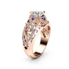 14K Rose Gold Sapphire Diamond Ring Prinses Verlovingsringen voor Vrouwen Bruiloft Sieraden Trouwringen Accessoire Maat 6-10 Gratis Verzending