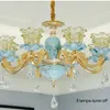 LED Modern Crystal Chandelier Lighting Fixture European Ceramic Chandeliers French Home Indoor Lighting Restaurant Living Room Luminaria