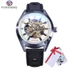 Forsining 2017 série d'escalade boîtier en argent conception en verre bleu étanche travail ouvert montre squelette automatique pour hommes Top marque Luxury321b