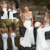 Perals Two Beaded Piece Bridesmaid Dresses Mermaid Sweep Train Illusion Bodice Custom Made Maid of Honor Gown Tail Party Dress