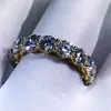 Choucong 3 cores anel infinito amarelo ouro preenchido 925 prata noivado casamento anéis de banda para mulher 4mm diamante jóias221j