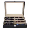 Leder Multi Sonnenbrillen Organizer-Brillen Eyewear Vitrine Sunglass Glas-Speicher-Halter-Kasten-Sonnenbrille-Sammlung Fall mit 8 Sl