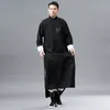 Chinese tang suit for men cheongsam style male gown traditional long vestido cotton linen ethnic clothing embroidered bamboo pattern robe