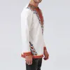 E-Baihui 2021 Koszule Afryki Mężczyźni Odzieżowa Spring Social Sombal Afryki Tranditional Print V Neck Casual Koszula męska Slim Fit Long Sleeve Top T-FZ