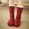 Golvstrumpor Hem Slipper Kvinnors Vinter Varm Fuzzy Anti-Slip Lined Inomhus Golv Slip Socks för jul Gratis frakt