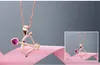 New Arrival 100 S925 Sterling Silver Embedded Zircon Creative Love Bow and Arrow Necklace Cupid039s Arrow Women Rose Gold Pend8055061