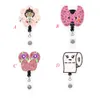 1pc /5pcs /10pcs Cute Rhinestone Roll Paper Flip Flop Shape Badge Reel Retractable ID Badge Holder fOR nurse doctor hospital Student