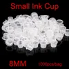 1000pcs liten storlek 8mm vit tatuering bläckkoppar för tatuering pistol nål bläck tips grepp kit