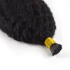 Brasilianisches Echthaar I Tip Echthaarverlängerungen 1 g 100 g natürliche schwarze Farbe verworrene lockige gerade Keratin-Stick ITip 100 Huam6333502