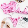 SAGACE 2020 Bikini Set mujeres Tie Dye vendaje traje De baño tres piezas sujetador relleno ropa De playa Maillot De Bain Femme traje De baño